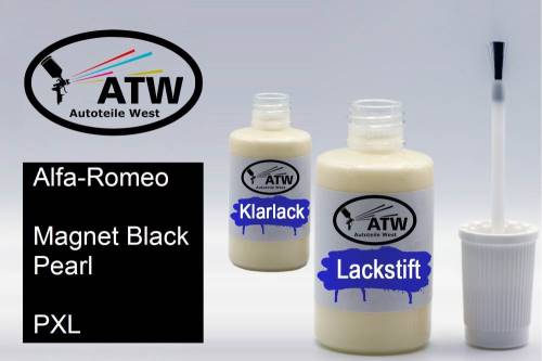 Alfa-Romeo, Magnet Black Pearl, PXL: 20ml Lackstift + 20ml Klarlack - Set, von ATW Autoteile West.